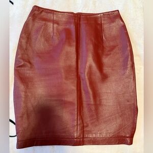 Hugo Buscati Burgundy Faux Leather Pencil Skirt
